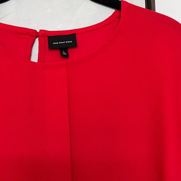 Who What Wear Long Sleeve Red Ruffle Top Size Large - Picture 5 of 12